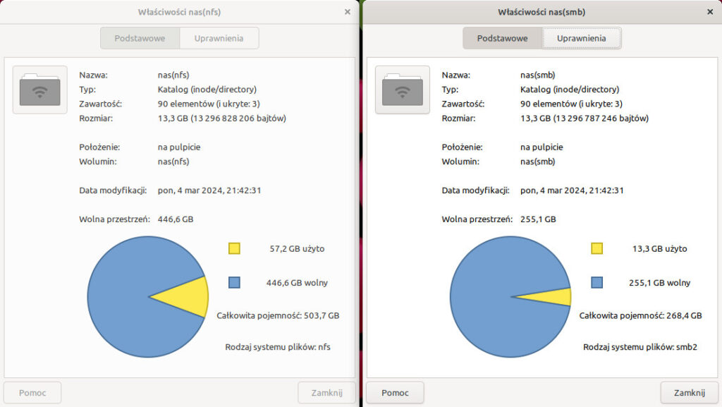 własny nas na NFS vs SMB